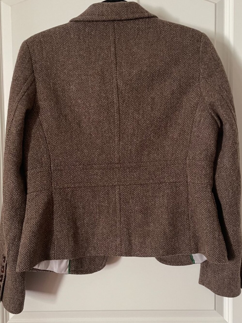 LL Bean women’s herringbone shetland wool blazer, color: brown  size: 8 reg - Picture 7 of 7